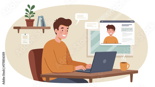 Work from Home Professional Attending a Virtual Call
