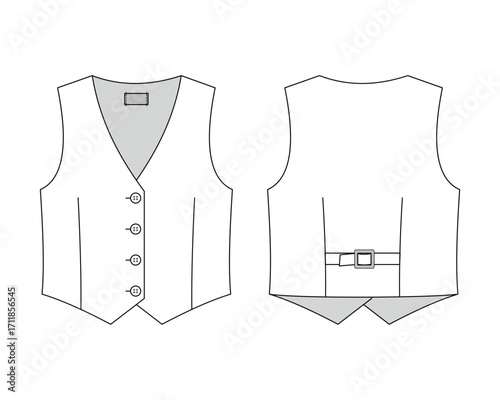 Women’s Vest Fashion Flat Sketch
