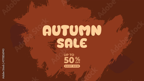 AUTUMN SALE OFFERS AND PROMOTION 50 PERCENT OFF. TEMPLATE BANNER DESIGN.COLORFUL GRADIENT BROWN ORANGE BACKGROUND VECTOR. GOOD FOR SOCIAL MEDIA POST, COVER , POSTER 