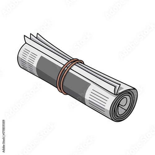 rolled newspaper emoji vector icon