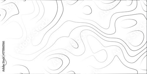 Black and white abstract contour lines forming organic shapes on a gradient background representing topographic map or sound waves