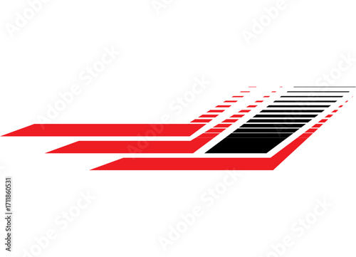 Sports red -black vector pattern. Striped element of design on the body of a car, boat, toy, sports. Modern vector background