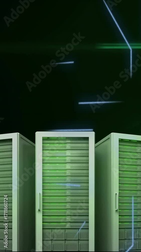Animation of connections and data processing over computer servers