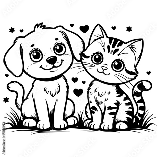 Puppy and kitten best pals