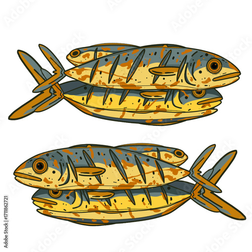 Marinated Fish Vector Illustration 