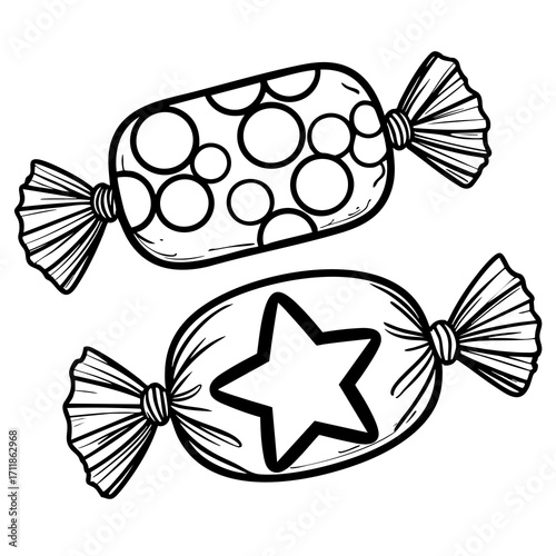 Wrapped candy coloring page