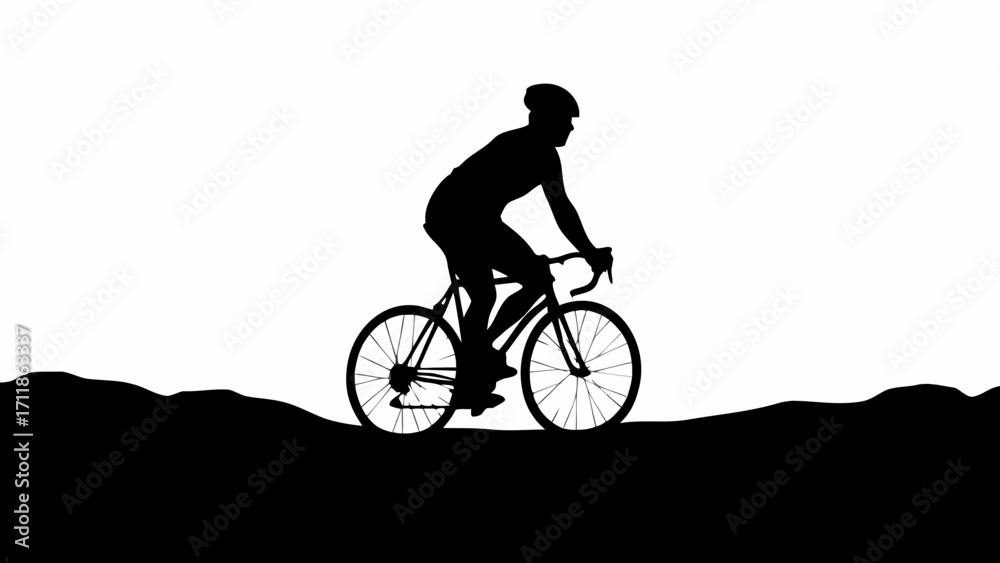Fototapeta premium silhouette of a man riding a bike