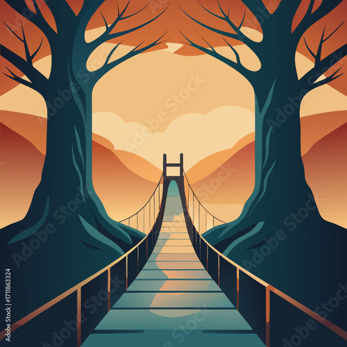 Suspension Bridge Between Trees