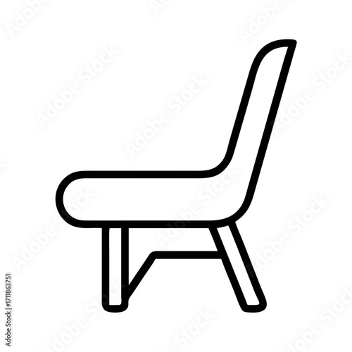 Simple modern chair outline isolated on transparent background