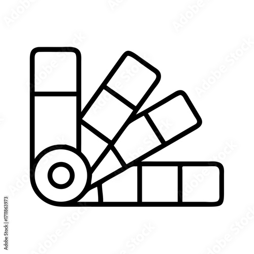 Color swatch fan icon with multiple color samples isolated on transparent background