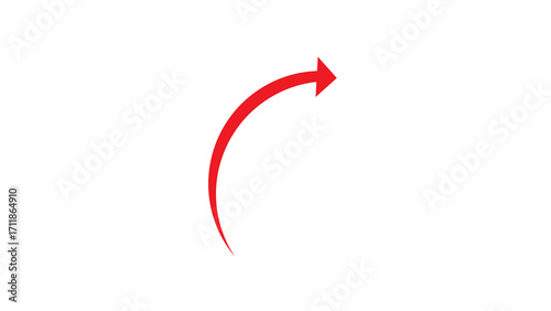 Canvas Print A vibrant red arrow gracefully curves upward against stark black background space
