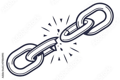 Broken Chain Link Symbolizing Separation and Failure.