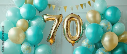 70th Anniversary Party Decoration in Pastel Blue