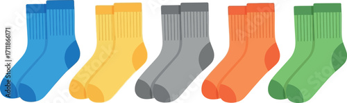 A vibrant collection of colorful socks, perfect for everyday comfort and style.