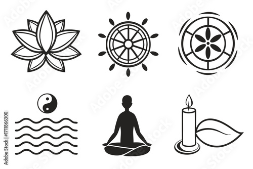 Collection of Spiritual and Wellness Icons.