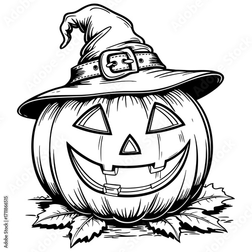 Smiling Pumpkin Witch Hat