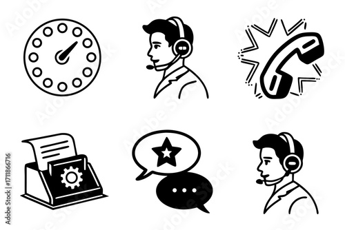 Customer Service and Communication Icons Set.