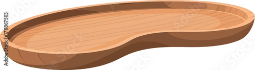 Simple wooden tray with smooth curves, perfect for serving or display