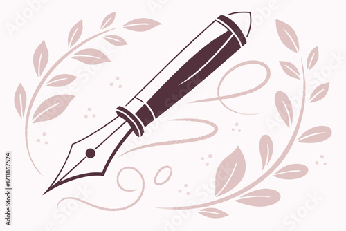Elegant Fountain Pen with Floral Flourish Design.