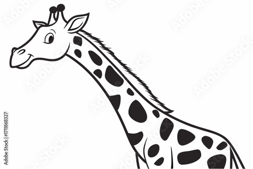 Happy Cartoon Giraffe Head and Neck.