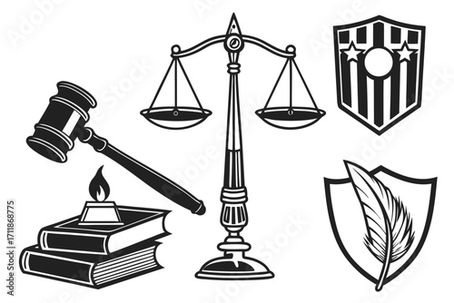 Justice and Law Symbols Collection.