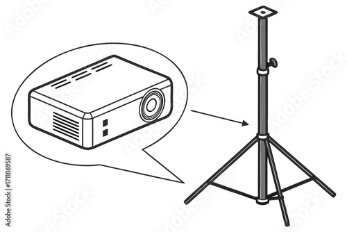 Projector and Tripod Stand Illustration.