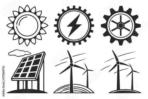 Renewable Energy Sources Icons Collection.