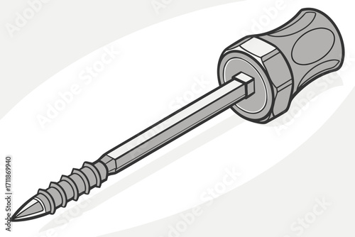 Screwdriver and Screw Illustration.