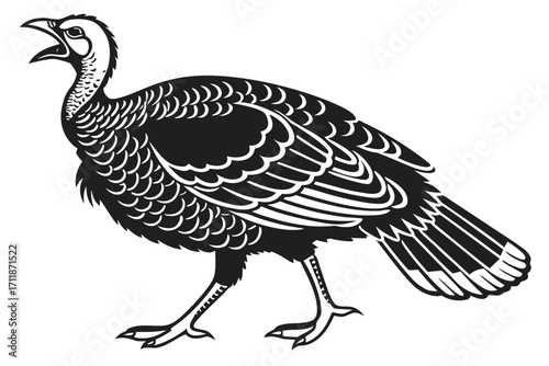 Stylized Black and White Turkey Silhouette 1.