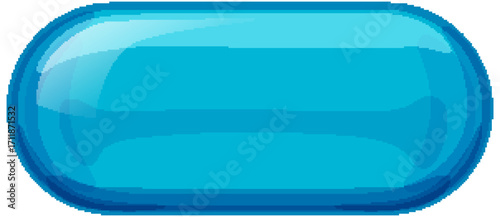 Blue Vitamin Pill Vector Illustration with Glossy Finish