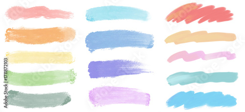 Tableau sur toile Handwritten brush line set.　手書きの筆の線セット　アナログ
