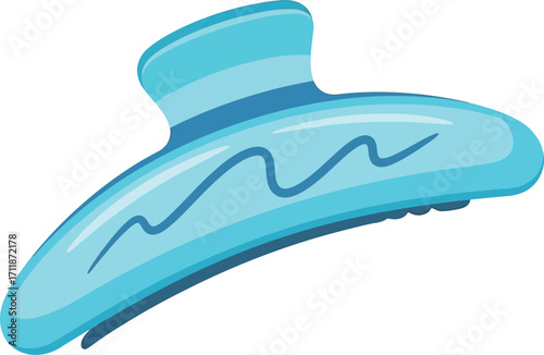 Bright blue hair clip with wavy pattern, a simple accessory for styling hair.