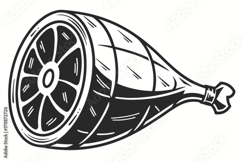 Vintage Ham Leg Illustration.