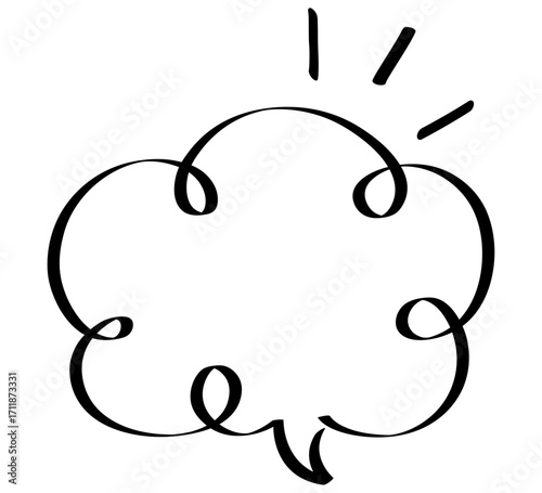 黒い線で描いた雲形の吹き出しイラスト