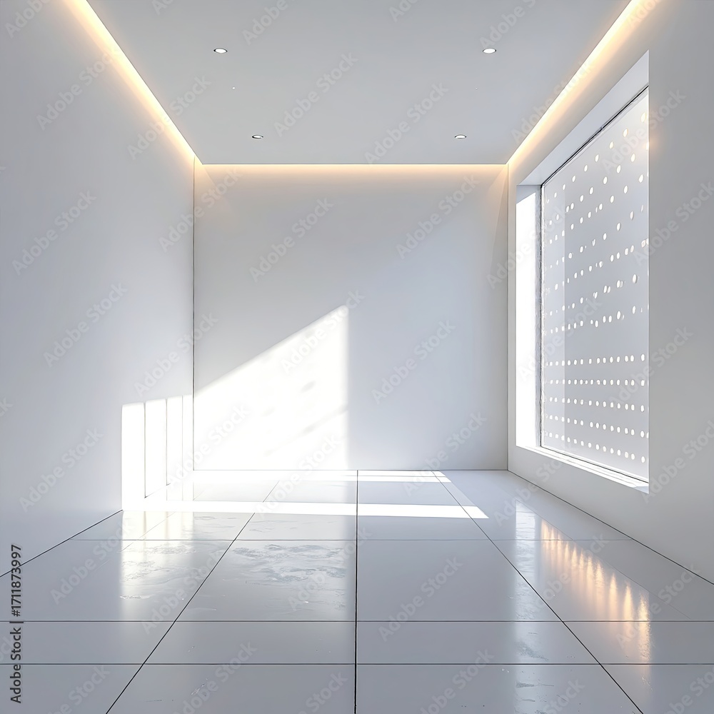 Fototapeta premium Empty white room with sunlit window