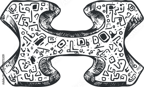 A stylized illustration of a dumbbell designed with abstract patterns for fitness enthusiasts.