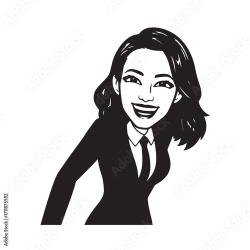 Beautiful Woman in Formal Dress Black and White Illustration Vector Art Design