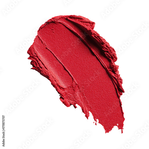 Close-up of a vibrant red lipstick smear