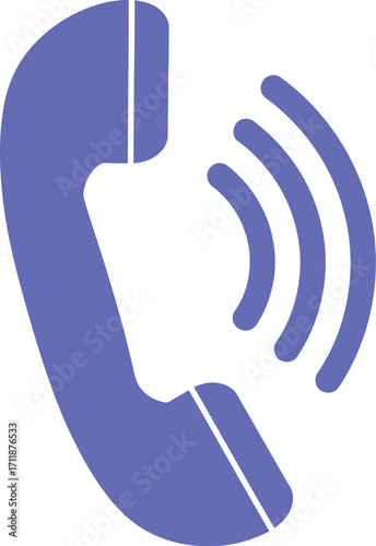Modern purple icon of a ringing telephone handset symbolizing communication and connection.