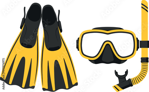 Bright yellow and black snorkeling gear set for underwater exploration