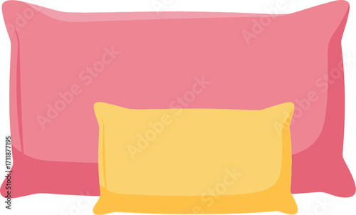 Two colorful pillows, one large pink and one smaller yellow, arranged for comfort and rest.