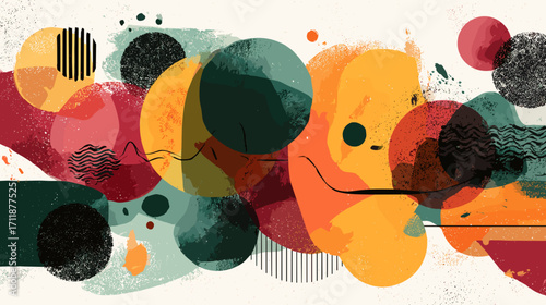 Vibrant abstract composition with colorful shapes