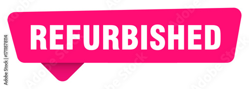 refurbished magenta sticker isolated on transpatent background. refurbished sign