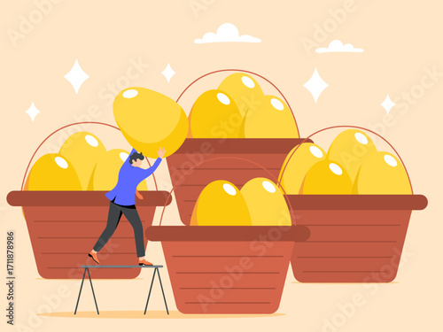 Diversification investment concept, investing to reduce risk and maximize returns