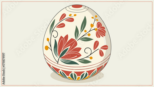 Easter egg with floral design spring holiday decoration painted egg illustration festive egg pattern ornate egg art holiday symbol spring motif celebratory egg Easter egg template floral.
