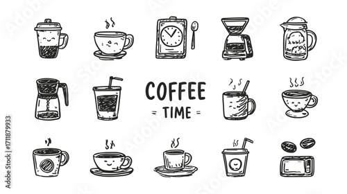 Hand-drawn coffee time illustrations