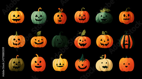 Various Halloween pumpkins collection
