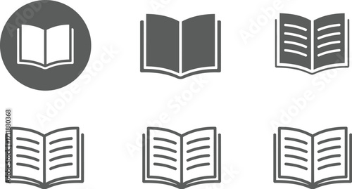 Collection of open book icons representing knowledge and learning