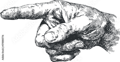 An artistic illustration of a hand pointing, symbolizing direction and emphasis in communication.