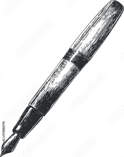 A detailed illustration of a vintage fountain pen perfect for writing and creative projects.